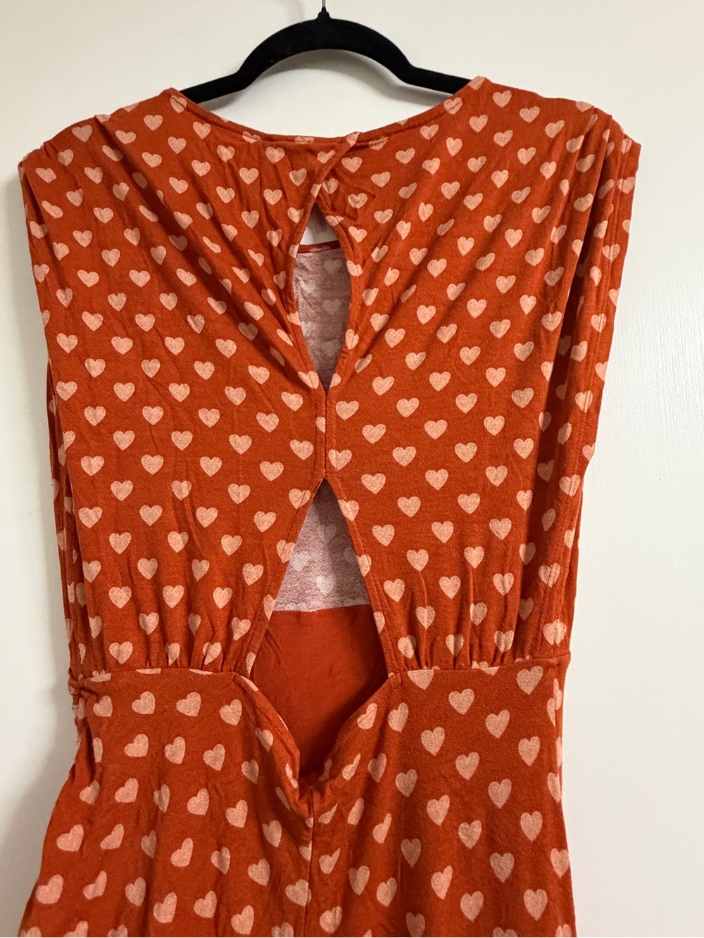 Free People Lakeside Rust Orange Heart-Print High-Low Ruched Maxi Dress - Picture 6 of 6